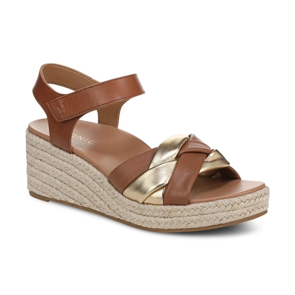 Vionic SARATOGA WEDGE SANDAL Tan and Gold